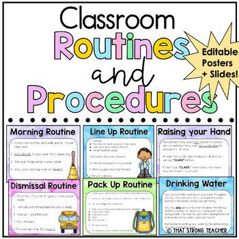 Classroom Routines And Procedures Posters And Slides By That Strong