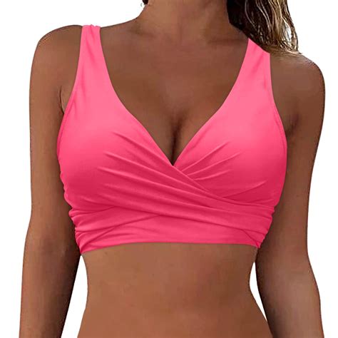 Hessimy Women Lace Up Swimwear Tops Underwire Full Coverage Bikini Top