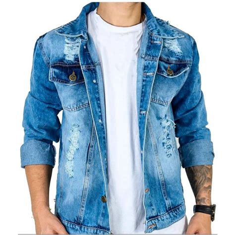 Jaquetas Jeans Denim Destroyed Rasgada Casaco Masculino Shopee Brasil