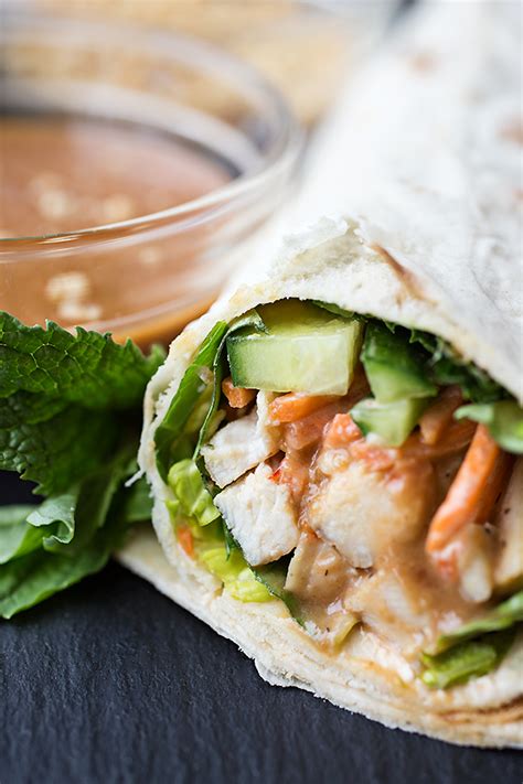 Peanut Chicken Spring Roll Wrap | The Cozy Apron