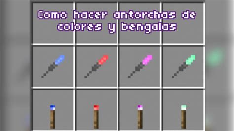 como hacer antorchas de colores y bengálas Minecraft education edition