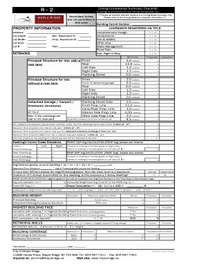 Fillable Online Zoning Compliance Summary Checklist Fax Email Print