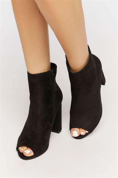 Faux Suede Peep Toe Booties