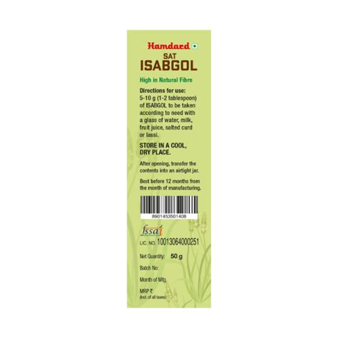 Buy Hamdard Sat Isabgol Powder 50 Gm Online At Discounted Price Netmeds