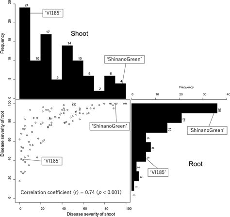 Relationship Of The Disease Severity Between Shoot And Root For F2