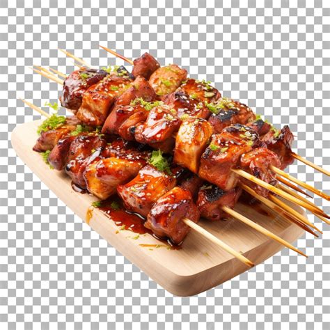 Premium PSD | Grilled skewered meat on transparent background