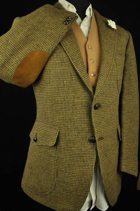 Vtg Daks Harris Tweed Tailored Hacking Hunting Jacket 44 Short 208