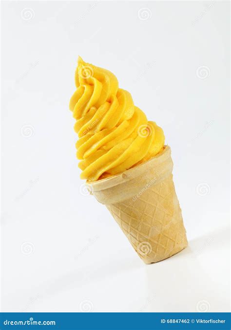 Yellow Ice Cream Cone Stock Photo Image Of Cream Full 68847462