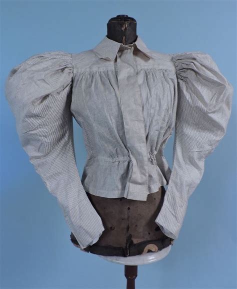 Victorian 19th C Mega Mutton Bodice W Pinstripe Detail Historical