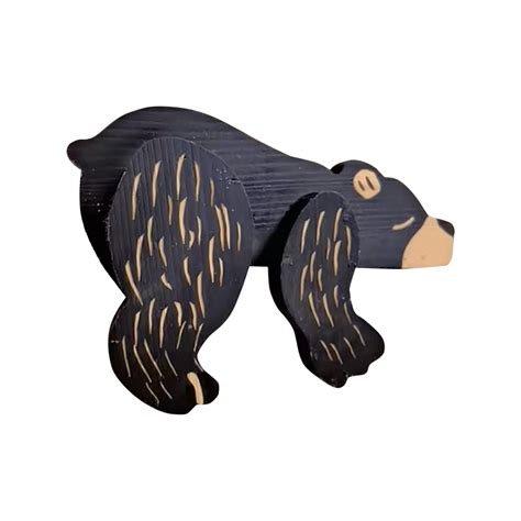 Garden Figurines And Statues Solar Wooden Black Bear Desktop Ornaments