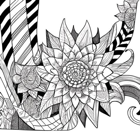 Zentangle Ausmalbild Schwarz Wei Mit Blumenmuster Creative Fabrica