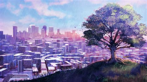 Anime Cityscape Serenity Hd Wallpaper