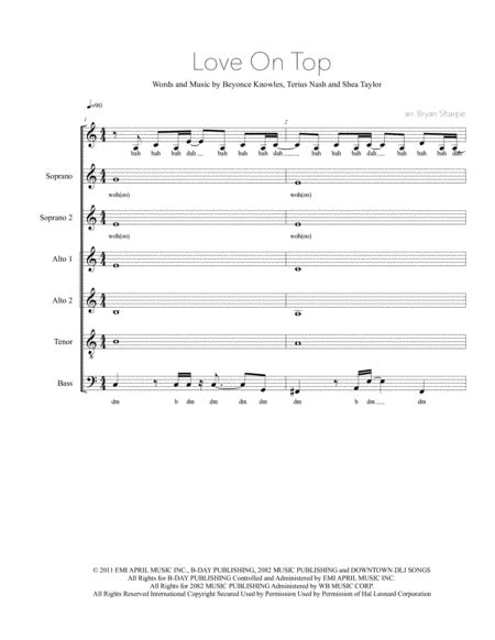 Love On Top Arr Bryan Sharpe By Beyonce Sheet Music For Satb Choir