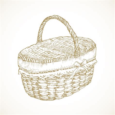 Premium Vector Cottagecore Food Basket Hand Drawn Rural Sketch Vector