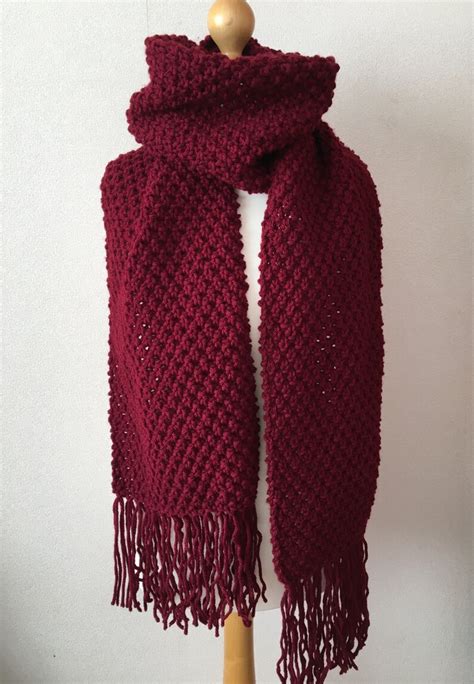 KNITTING PATTERN Red Scarf With Tassels / Scarf Knit Pattern / - Etsy