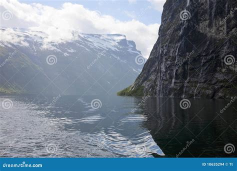 Fjord landscape stock photo. Image of rocks, geirangerfjord - 10635294