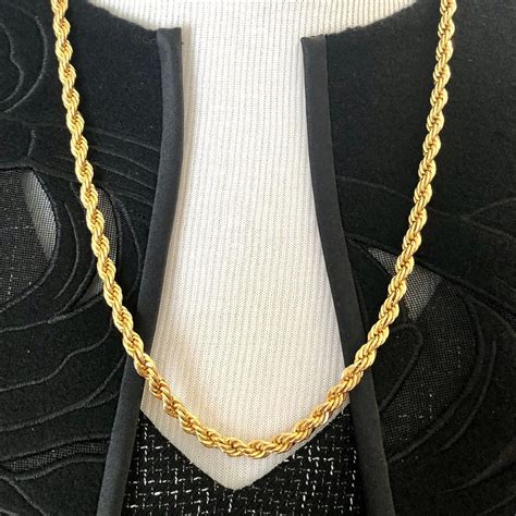 VTG Monet Chunky Twisted Rope Chain Necklace Signed B Gem