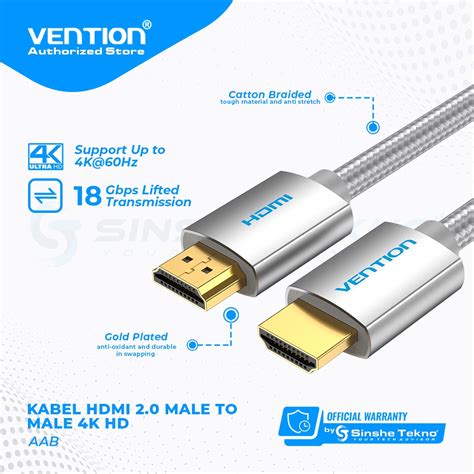 Jual Vention Aab M M Kabel High Speed Cotton Braided Hdmi K Fhd