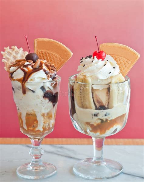 Banana Split And Sundae Ice Cream Stock Photo Image Of Delicious