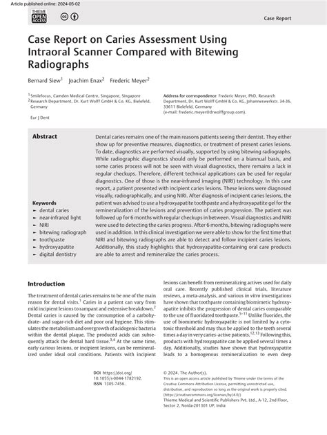 Pdf Case Report On Caries Assessment Using Intraoral Scanner Compared