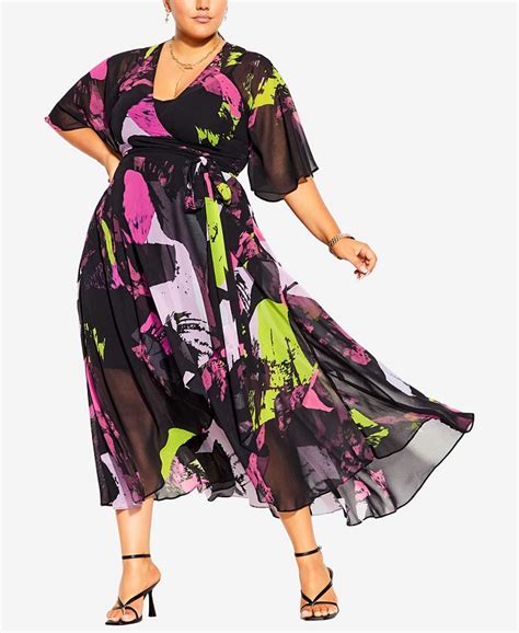 City Chic Trendy Plus Size Color Shock Maxi Dress Macys