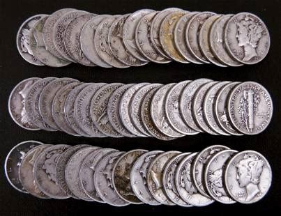 Mercury Dime Collection 50 Dates & Mint Marks