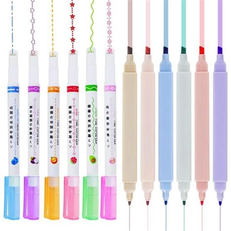 12Pcs Surligneurs Pastel Stylos Surligneurs Courbes Macaron Stylo