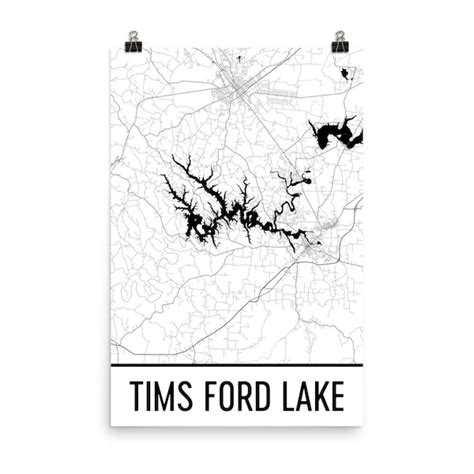 Tims Ford Lake Fishing Map Etsy