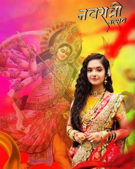 Happy Navratri Background With Girl For CB PicsArt Editing KREditings