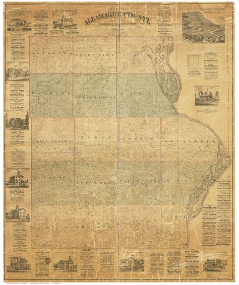 Allamakee County Iowa 1872 Old Wall Map Reprint With | Etsy