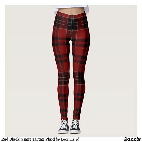 Red Black Giant Tartan Plaid Leggings Tartan Leggings Leggings Pattern Wallace