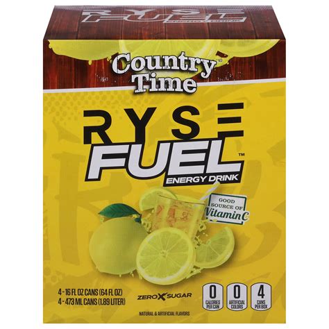 Ryse Fuel Zero Sugar Energy Drinks Country Time Lemonade 16 Oz Cans Shop Diet And Fitness At H E B