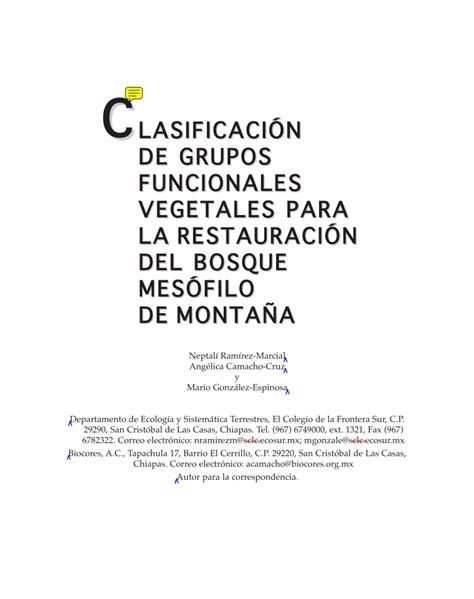 PDF Clasificación de grupos funcionales vegetales para la