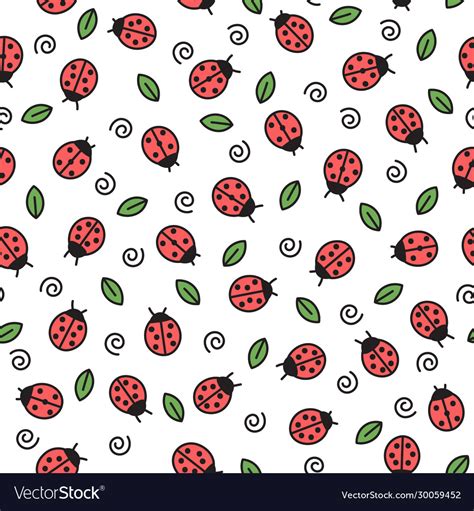 Doodle Ladybugs Seamless Pattern Repeating Vector Image