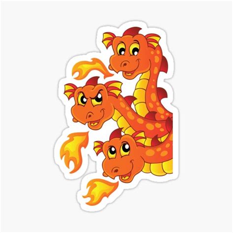 Three Headed Dragon Sticker For Sale By Happygreenshop Redbubble