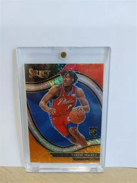 Select Tyrese Maxey Courtside Red White Orange Shimmer Prizm