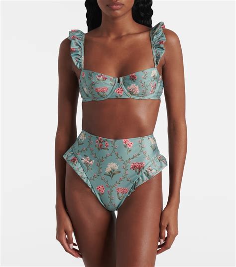 Kiwi Floral Ruffled Bikini Top In Multicoloured Agua By Agua Bendita Mytheresa