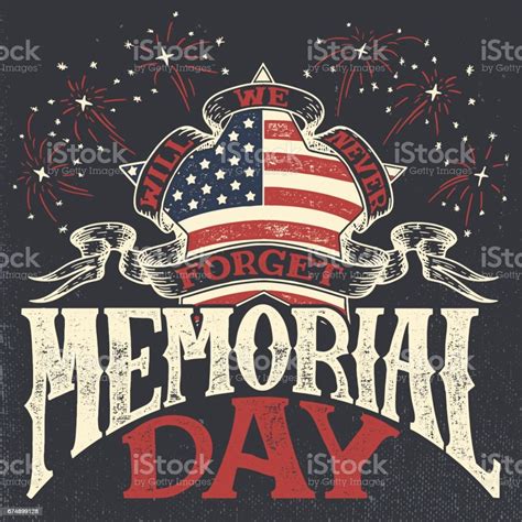 Memorial Day Vintage Greeting Card Stock Illustration Download Image