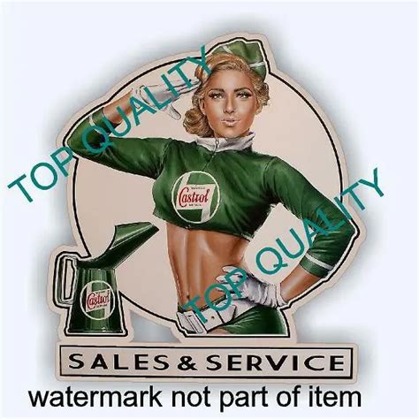 Vintage Castrol Pin Up Girl Decal Sticker Vintage Man Cave Hot Rod