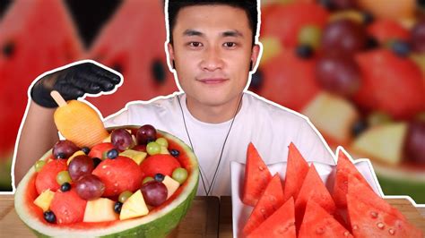 Submukbangwatermelon Fruit Plattereating With Ericasmr Eating