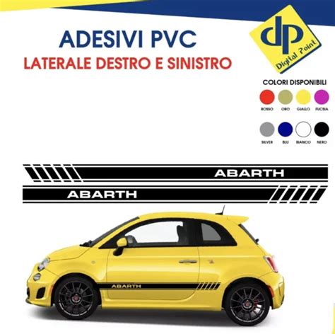 FASCE ADESIVE PER Fiat 500 Abarth Sticker Strisce Fiancate Laterali EUR