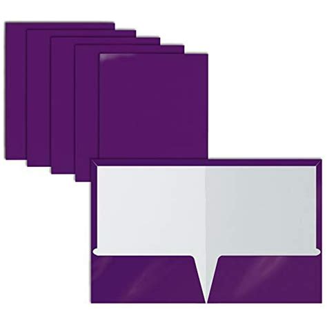 2 Pocket Glossy Laminated Purple Paper Folders Letter Size Purple