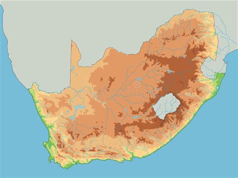 Grande Carte Physique Détaillée De L Afrique Du Sud Illustration de