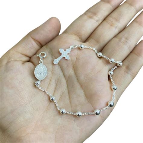 Pulsera Plata Denario Grande Virgen Milagrosa