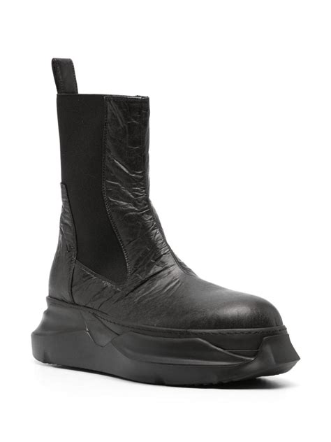 Rick Owens Drkshdw Beatle Abstract Crinkled Leather Boots Black