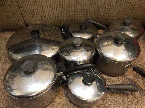 Vtg Revere Ware Copper Bottom Cookware Pots Pan Lids Lot Of 14 Pcs Made In Usa Ebay