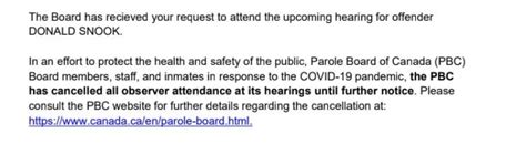 Media Not Allowed To Cover Sex Offender Donnie Snook S Parole Board Hearing Cbc News