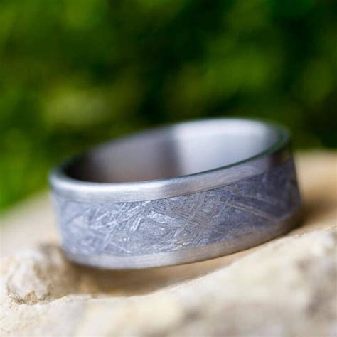 Meteorite Ring in Brushed Titanium Masculine Meteorite Ring | Etsy