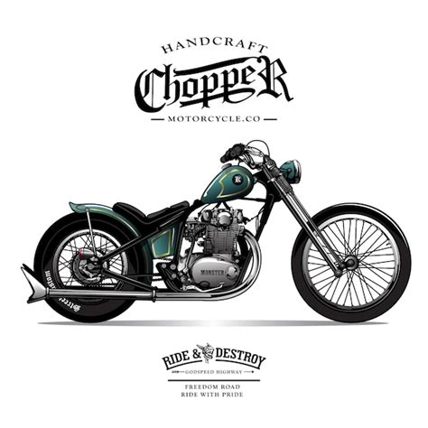 Affiche De Moto Vintage Chopper Vecteur Premium