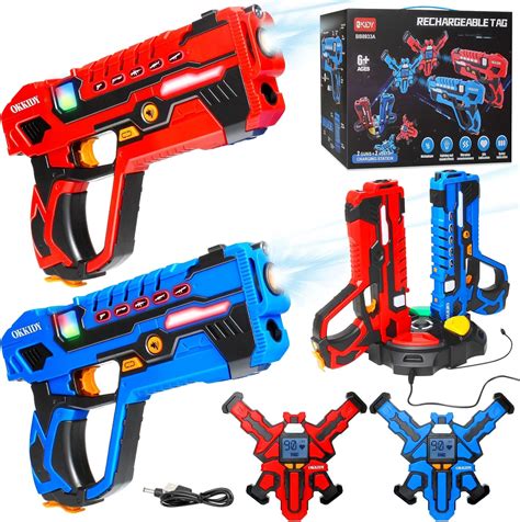 OKKIDY Rechargeable Laser Tag Game - Laser Tag Set 2 Pistol with Vests ...